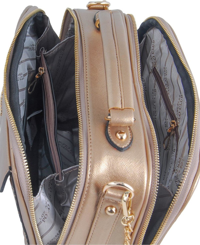 Los Angeles Polo Club 6341 Long Strap Women's Bag Gold  - Image 4