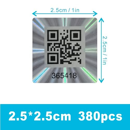 TLK&FBB 380pcs Hologram QR Code Labels, Tamper-evident Security Seal Sticker,Warranty Void Tamper Proof Labels with Unique Sequential Serial Numbering（1X1 inch) - Image 2
