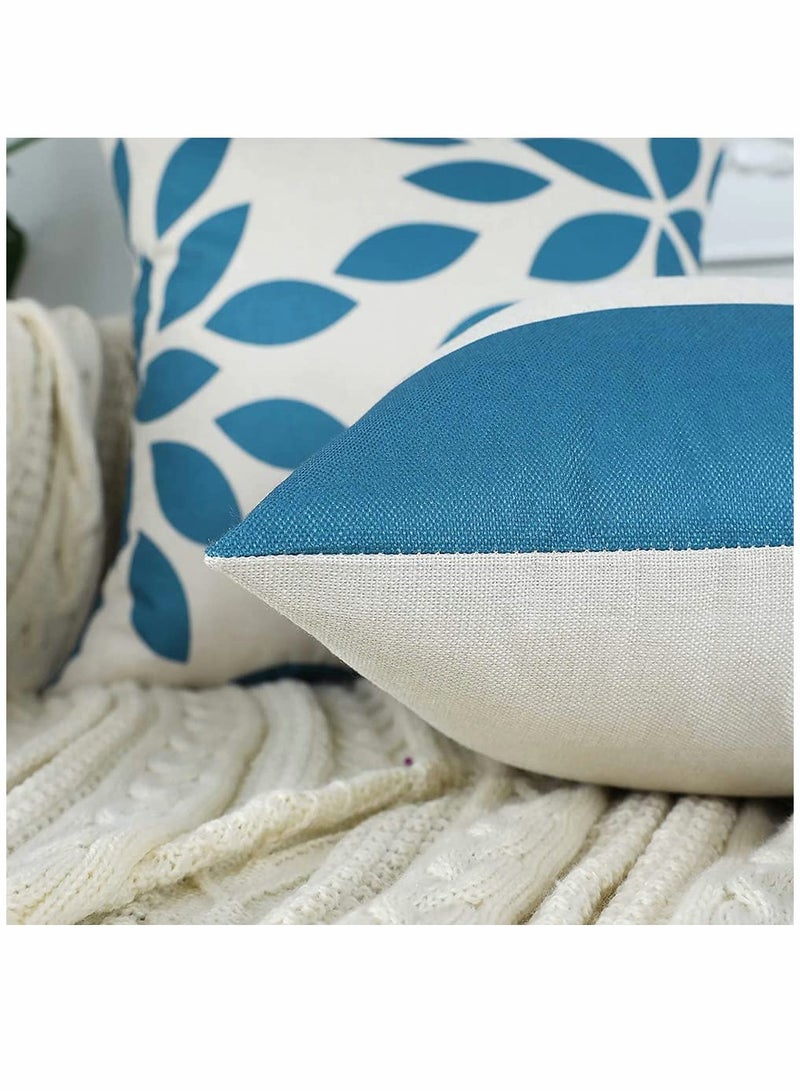 Throw Pillow Covers, 4 Pcs Cotton Linen Farmhouse Home Decor Square Geometric Abstract Accent Pillow Cover Decorative Cushion Modern Outdoor Indoor Pillow Case for Couch Sofa Chair - Image 4
