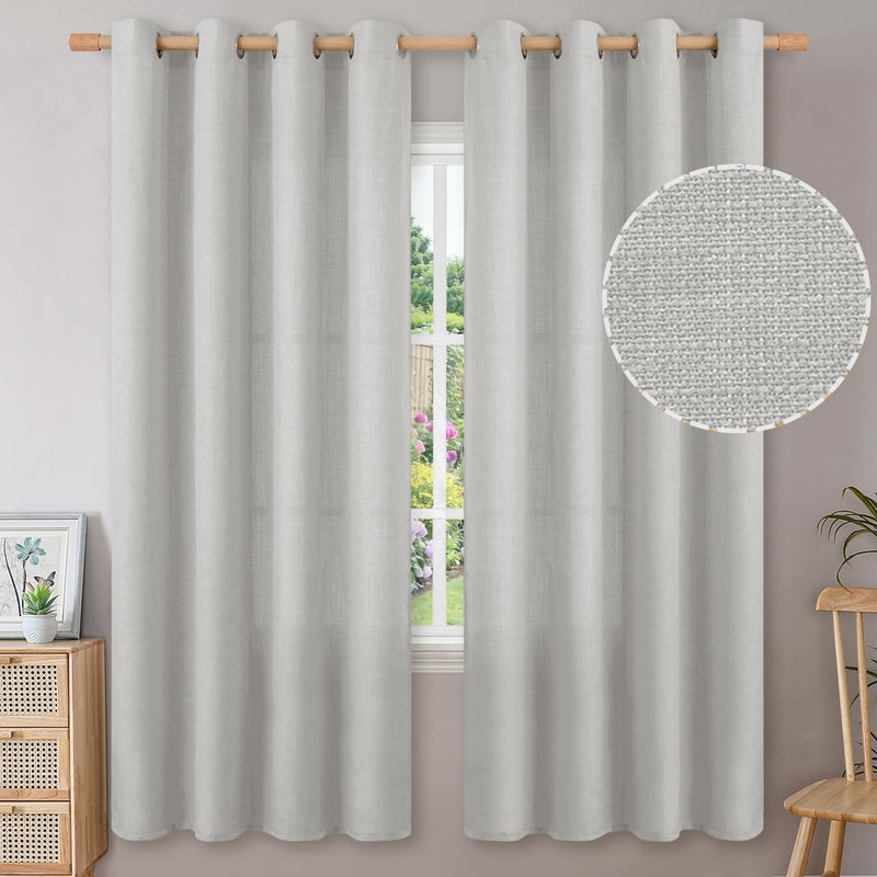 BGment الستائر المريلة 72 بوصة طولها لغرفة المعيشة ستائر الكتان الكتان الخيش الخزان مصححة سميكة تصفية الخصوصية الستائر النافذة الستار لغرفة النوم 2 لوحات 52 × 72 بوصة رمادية فاتحة رمادية - Image 1