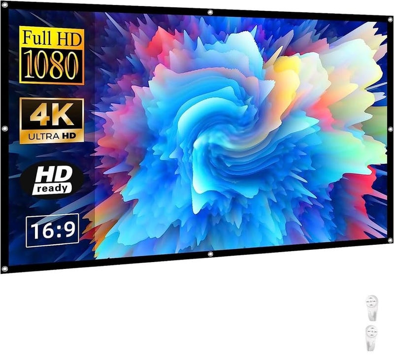SAVSOL 138 inch Projector Screen,4K 16:9 Portable Eyelet Premium Video Foldable Projection for HD Home Theater Cinema Anti-Crease Indoor Outdoor Office Classroom (305 cm (W) x 172 cm (H)) - Image 1