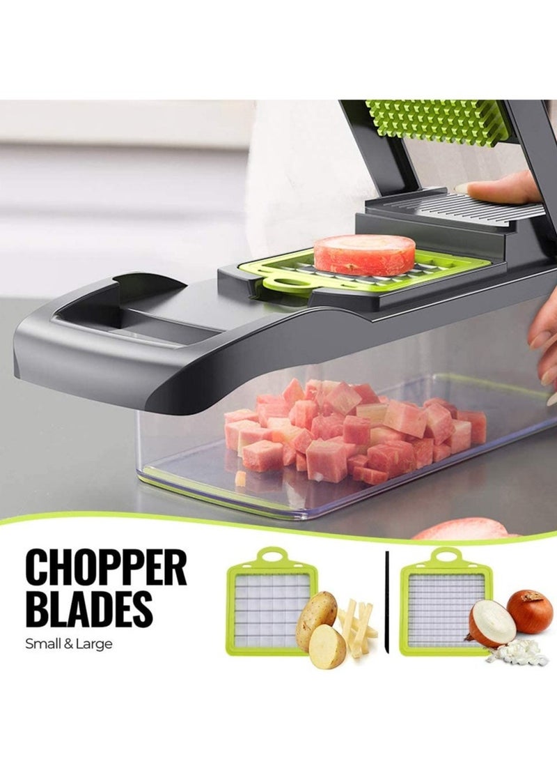 Raxoom Vegetable Chopper Mandoline Slicer Cutter Chopper and Grater 11 in 1 Interchangeable Blades with Colander Basket and Container - Image 2