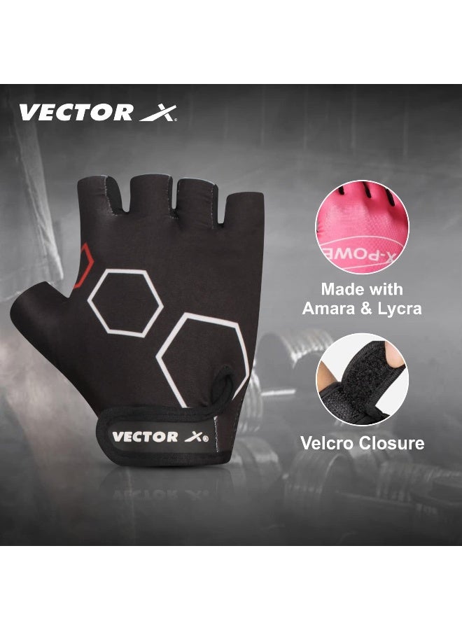 Vector X VX-300 Fingerless Gym Gloves with Wrist Support – Unisex Training & Fitness Gloves for Weightlifting & Workouts, Small, Black - Image 2