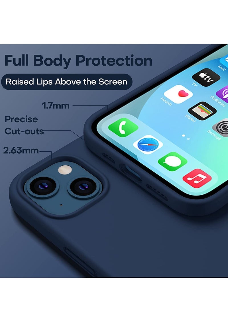 iPhone 14 Case,iPhone 13 Case with Screen Protector,Soft Flexible Silicone Gel Rubber Bumper Cover,Slim Fit Shockproof Protective Phone Case for iPhone 13,iPhone 14 6.1" Navy Blue - Image 4