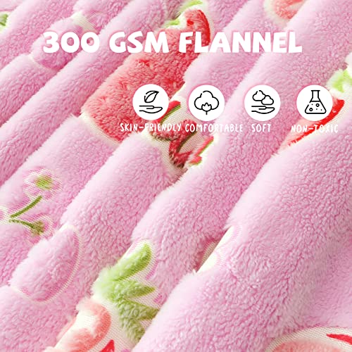 REXEO Flannel Throw Blanket, 50 x 60in, Glow in The Dark, Fluorescent Strawberry, Lightweight, Fiber Plush, for Girls Kids, Birthday Christmas Gifts - Image 4