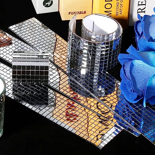 PP OPOUNT 2360 PCS Disco Tiles, 5 x 5 mm Self Adhesive Mirror Tiles, Real Glass Disco Ball Tiles for Crafts, DIY Disco Ball, Photo Frame, Art Collage, Interior Decoration (Silver-Gray) - Image 5