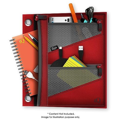 iScholar iQ+ Jumbo Expandable Pencil Pouch, 3 Pockets, Red (55035-RE) - Image 2