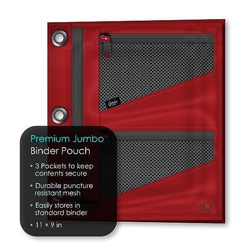 iScholar iQ+ Jumbo Expandable Pencil Pouch, 3 Pockets, Red (55035-RE) - Image 3