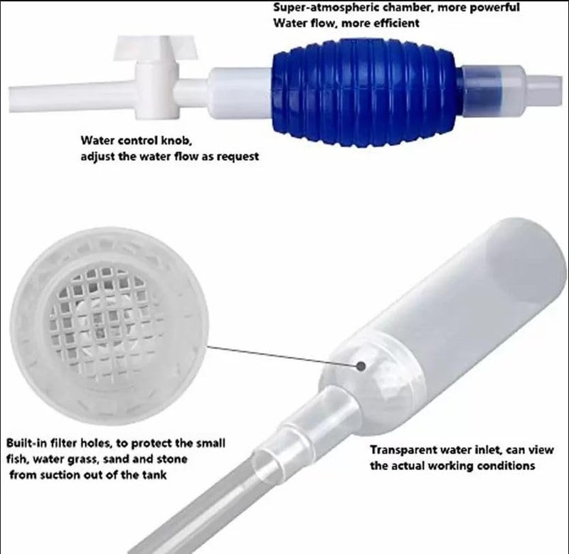 colourful - Aquarium Gravel Cleaning Syphon Fish Tank Water Siphon Pump Water Changer Tool (Gravel Cleaner, Tap Model Syphon Pump) - Image 2