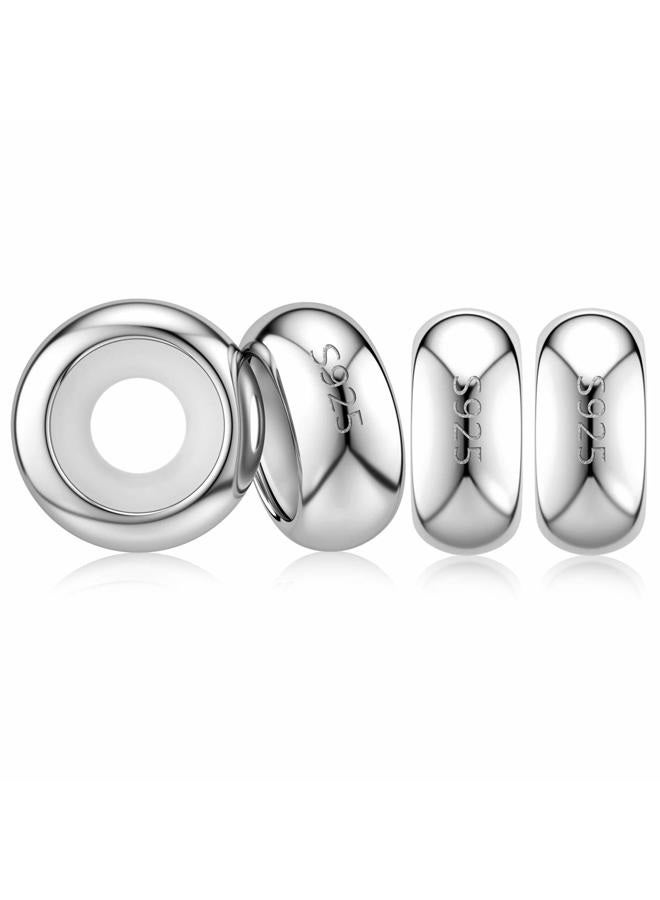 DALARAN 4pcs Sterling Silver Charm Stoppers Fit Pandora Charms Bracelet Bangle (Silver-4pcs) - Image 1