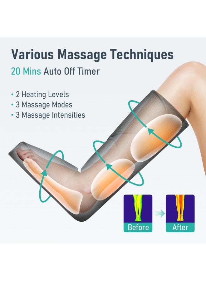 QUINEAR QUINEAR Leg Massager with Heat and Compression, Sequential Compression Device for Legs, Heated Compression Boots Feet Calf Massage Machine Foot and Leg Pumps Massager for Circulation and Pain Relief  - Image 2
