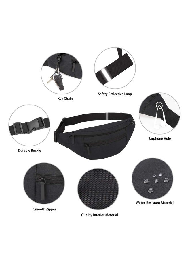 Large Crossbody Fanny Pack Waist Bag,4 Zip Pockets Running Hiking Trips Exercise Dog Walks Outdoor Sports Fishing Fanny Pack Bag - Image 4