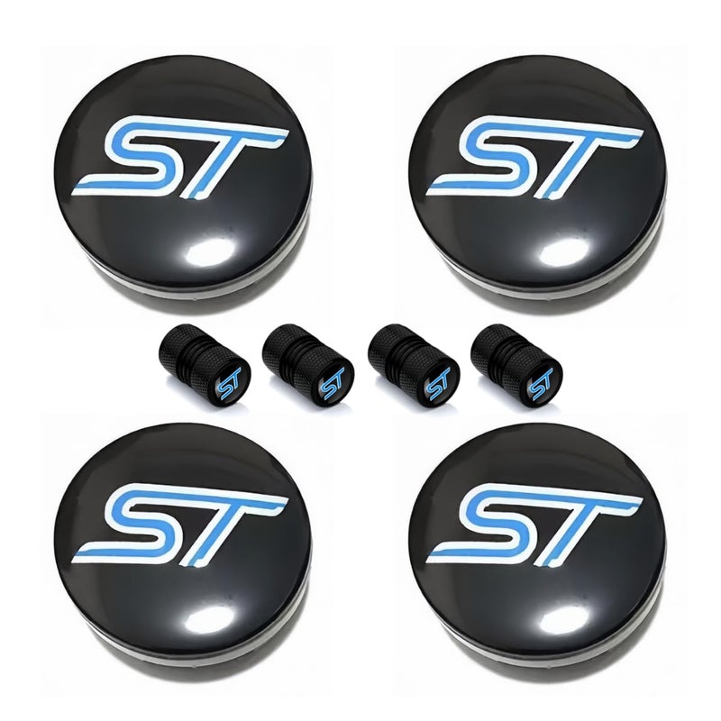 JULOPO 4PCS Car Wheel Center Cap 54mm Compatible with st line Wheel Center Covers Black Blue - Image 3