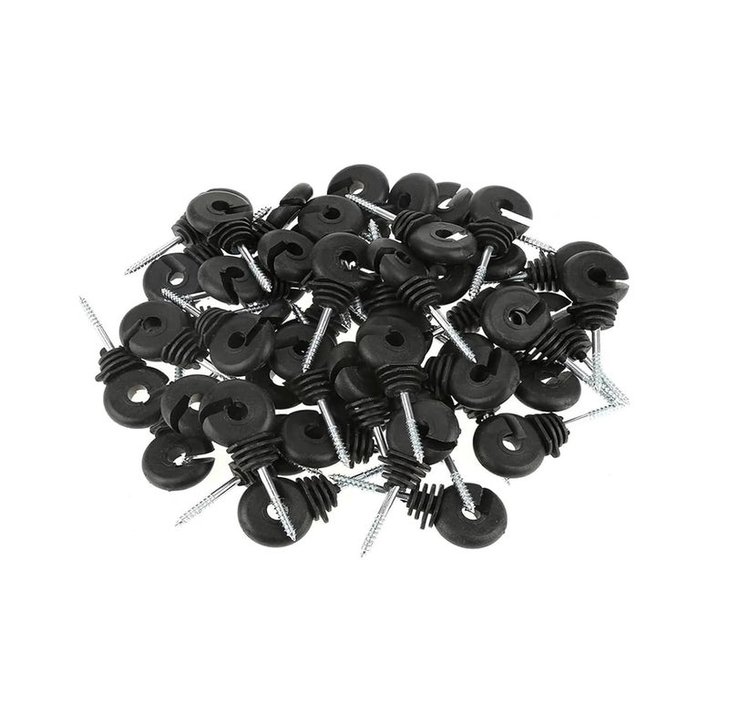 Electric Fence Insulators 50 Pcs Black Electric Fence Insulator Screw-in Ring Post - Image 1