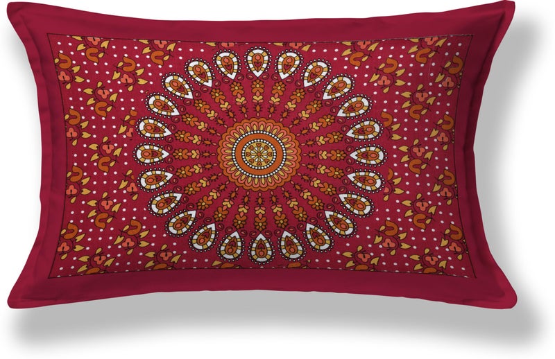 Poorak Single Cotton Bedsheet with 1 Pillow Cover Maroon - Image 2