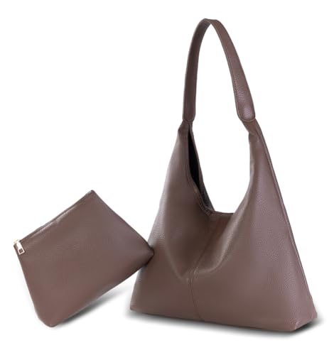 Caistre Slouchy Hobo Bags for Women Retro Vegan Leather Purse Luxury Designer Shoulder Bag Fashion Shopping Tote Bag 2pcs - Image 5