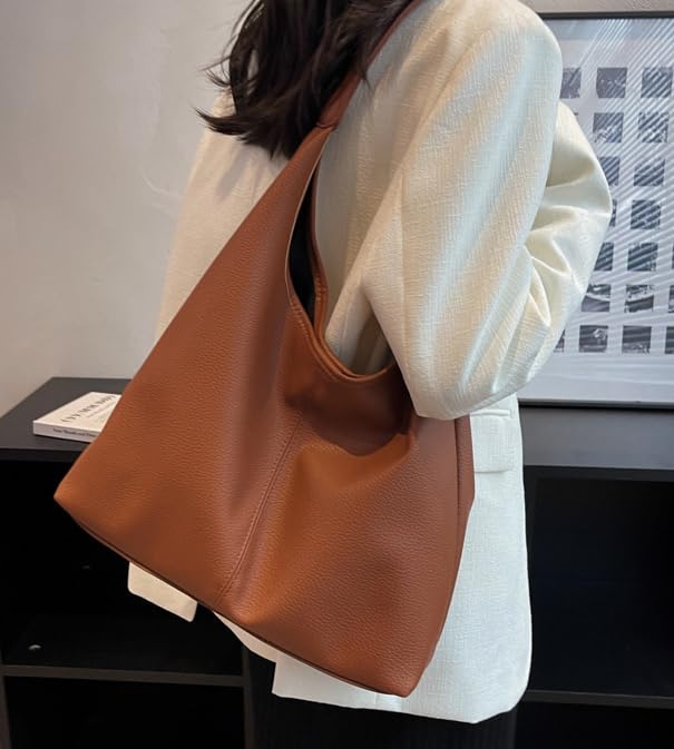 Caistre Slouchy Hobo Bags for Women Retro Vegan Leather Purse Luxury Designer Shoulder Bag Fashion Shopping Tote Bag 2pcs - Image 4