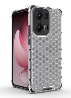 Generic Case For Oppo Reno 13 Pro 5G  , - Heavy Duty Brushed Protective Shockproof Ultra Premium Quality Cover - Slip-Resistant - Black Edges Transparent Beehive Back  - Image 5