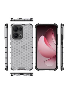 Generic Case For Oppo Reno 13 Pro 5G  , - Heavy Duty Brushed Protective Shockproof Ultra Premium Quality Cover - Slip-Resistant - Black Edges Transparent Beehive Back  - Image 3