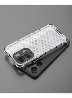 Generic Case For Oppo Reno 13 Pro 5G  , - Heavy Duty Brushed Protective Shockproof Ultra Premium Quality Cover - Slip-Resistant - Black Edges Transparent Beehive Back  - Image 2