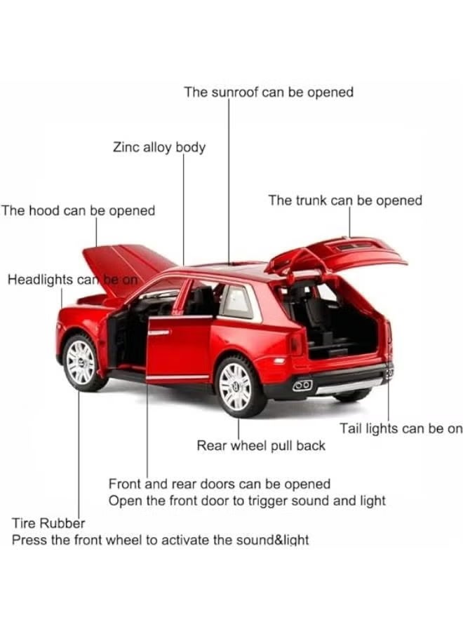 رويس سيارة كولينان 2022 كبيرة الحجم مصنوعة من المعدن المصبوب بمقياس 1:22، مزودة بستة أبواب قابلة للفتح، وآلية سحب للخلف، ومصابيح أمامية وخلفية عاملة. - Image 4