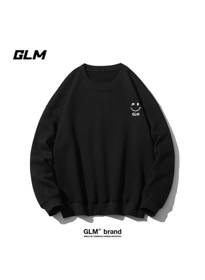 Glm Men's Sweatshirt Autumn Trendy Crewneck Loose Fit Sports Casual Youth Basic Shirt Light Gray L - Image 4