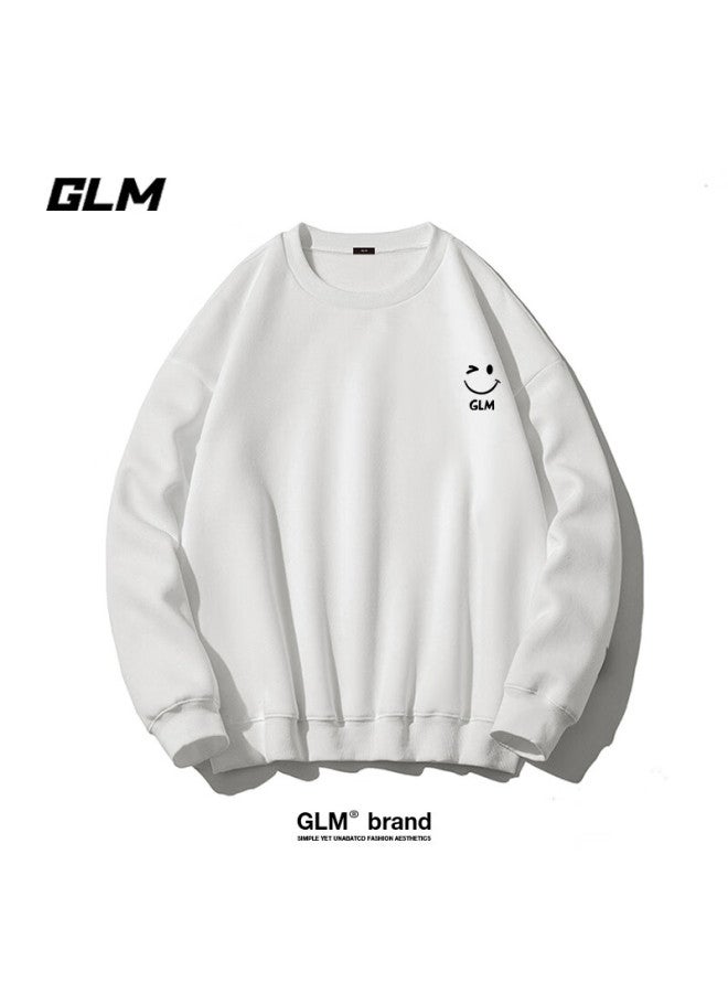 Glm Men's Sweatshirt Autumn Trendy Crewneck Loose Fit Sports Casual Youth Basic Shirt Light Gray L - Image 2