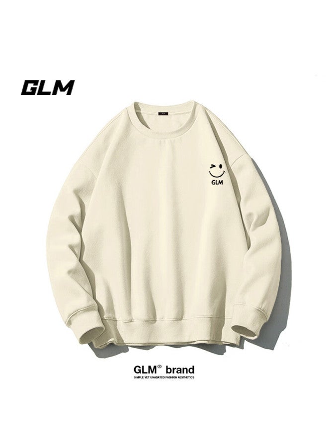 Glm Men's Sweatshirt Autumn Trendy Crewneck Loose Fit Sports Casual Youth Basic Shirt Light Gray L - Image 3