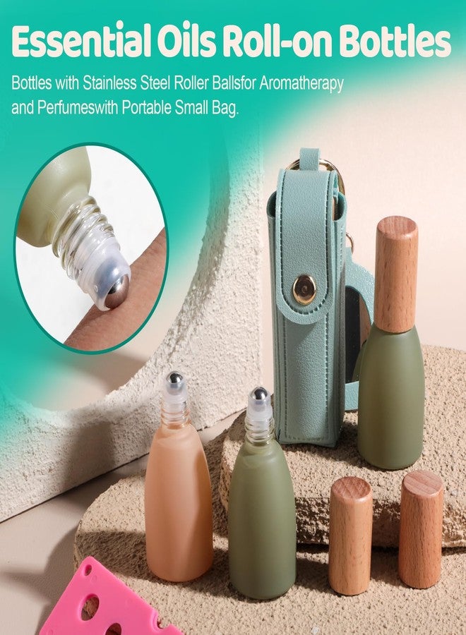 JPNK Essential Oils Roll-on Bottles with Stainless Steel Roller Balls for Aromatherapy and Perfumes with Portable Small Bag Pack of 4 - Image 2