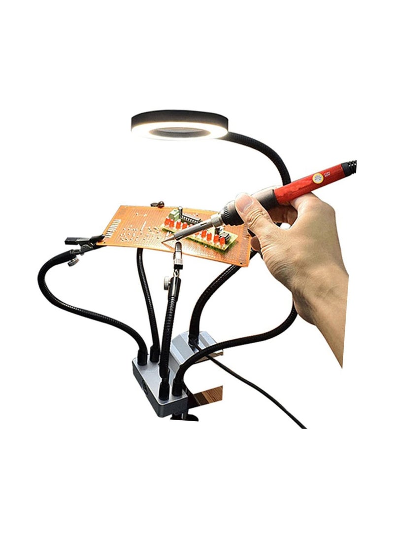 LED Desk Lamp Hobbies Repairing Magnifier Workbench Lamp Magnifying Glass Table Lamp Magnifying Glass Light Welding Light Black Desktop Light Stand LED Magnifier Lamp Table Lamp