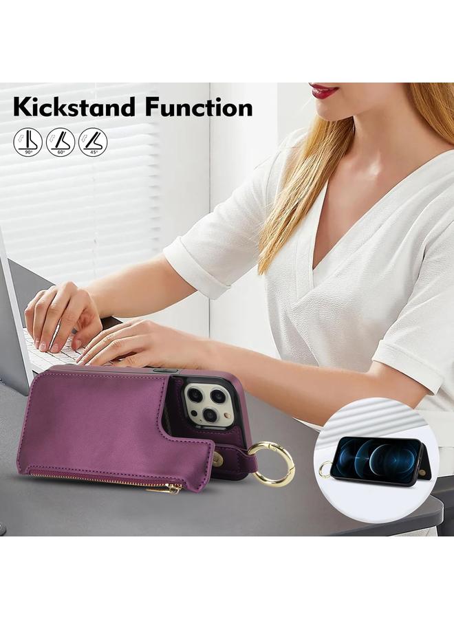 زبون جراب لهاتف iPhone 13 Pro Max RFlD مضاد للسرقة مزود بحلقة مزدوجة وسحاب وبطاقة - Image 4