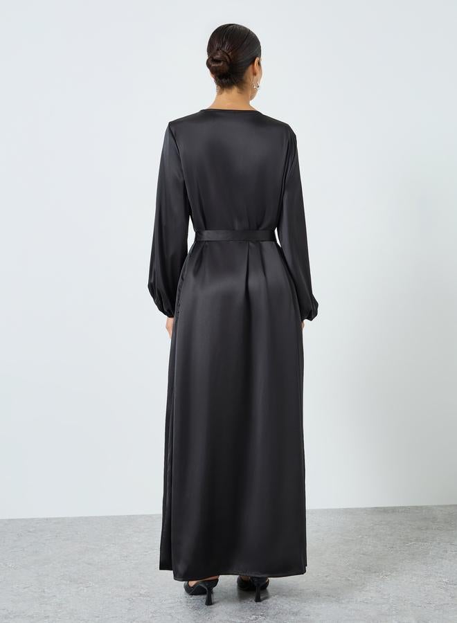 Take Two Women Black Solid Long Sleeve Stain Abaya - Image 4