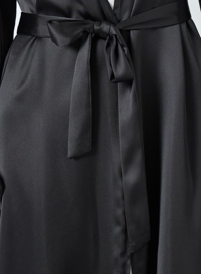 Take Two Women Black Solid Long Sleeve Stain Abaya - Image 3