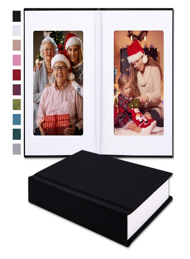 Pssoss Small 4x6 Photo Album with Writing Space Holds 20 Photos Ideal for Wedding Theme-Album and Baby Photo Album (Black) - Image 1