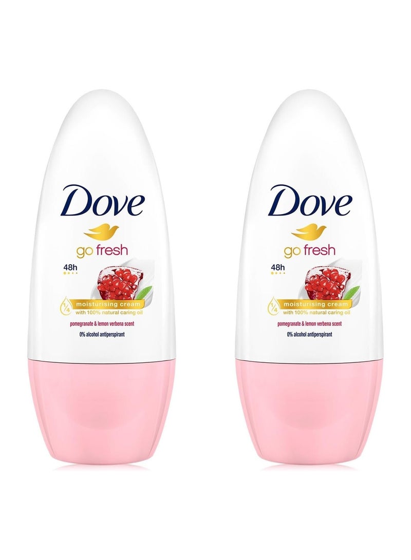 Dove Go Fresh Roll-On Antiperspirant 50Ml Pomegranate & Lemon Verbena 2-Pack