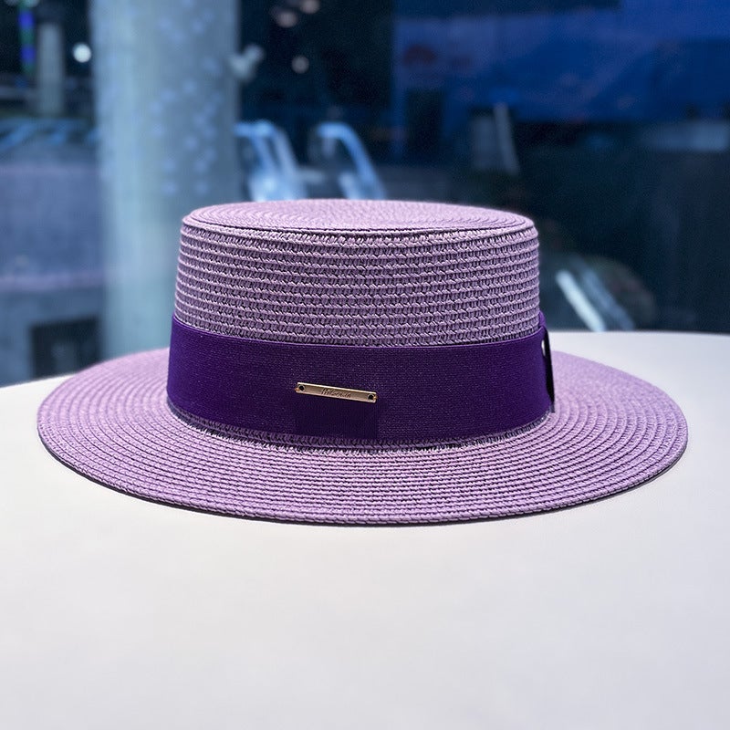Pearl Straw Hat Beach Sun Protection Woven Straw - Image 1