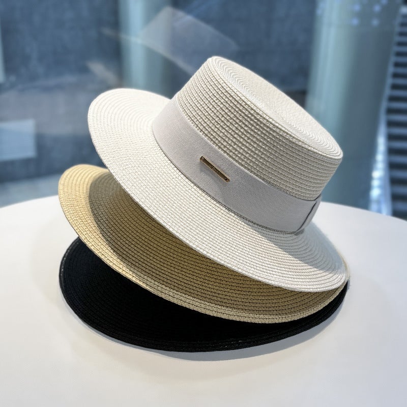 Pearl Straw Hat Beach Sun Protection Woven Straw - Image 2