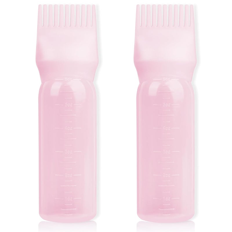 BLAAROOM Root Comb Applicator  6 Oz Hair Oil Applicator Dye Bottle Tools with Oil Dispenser  Root Comb Brush  Pink