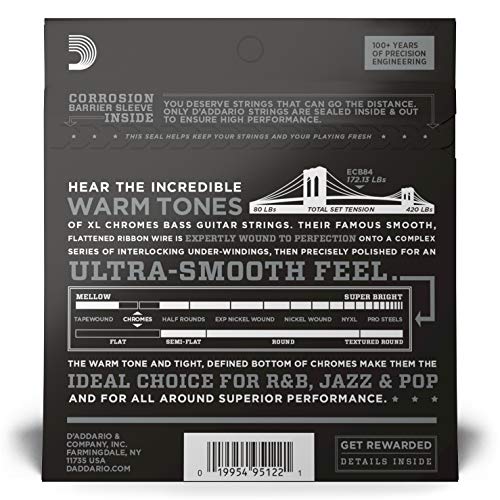 D'Addario ECB84 Chromes Bass Guitar Strings, Custom Light, 40-100, Long Scale - Image 2