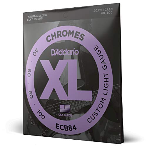 D'Addario ECB84 Chromes Bass Guitar Strings, Custom Light, 40-100, Long Scale - Image 1