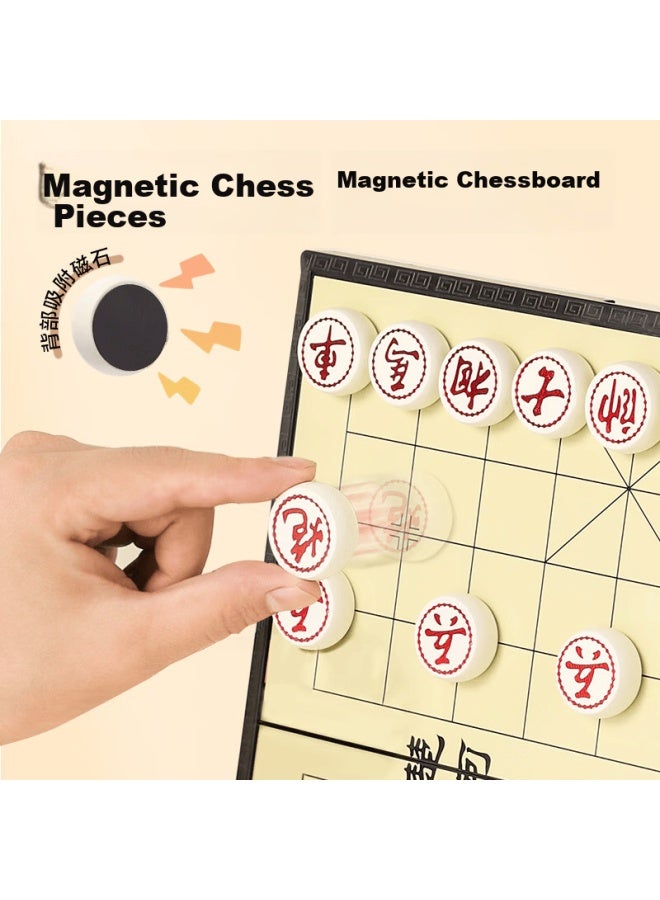 Deli Magnetic Chinese Chess Set With Eco-friendly Lotus Wood, Gold Foil, Educational Board Game For Students And Children, Portable Folding Camping Table Game - Image 2
