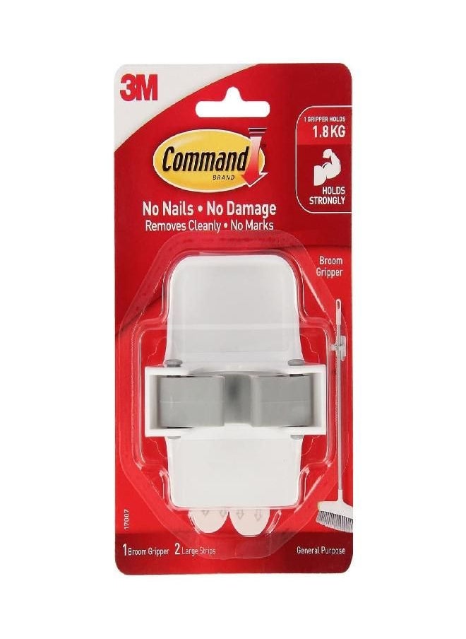 Command Command Broom and Mop Grippers Wall Hook, Damage Free Hanging Wall Mount Broom and Mop Holder, No Tools Household Cleaning Organizer for Living Spaces, 1 Hanger and 2 Command Strips 