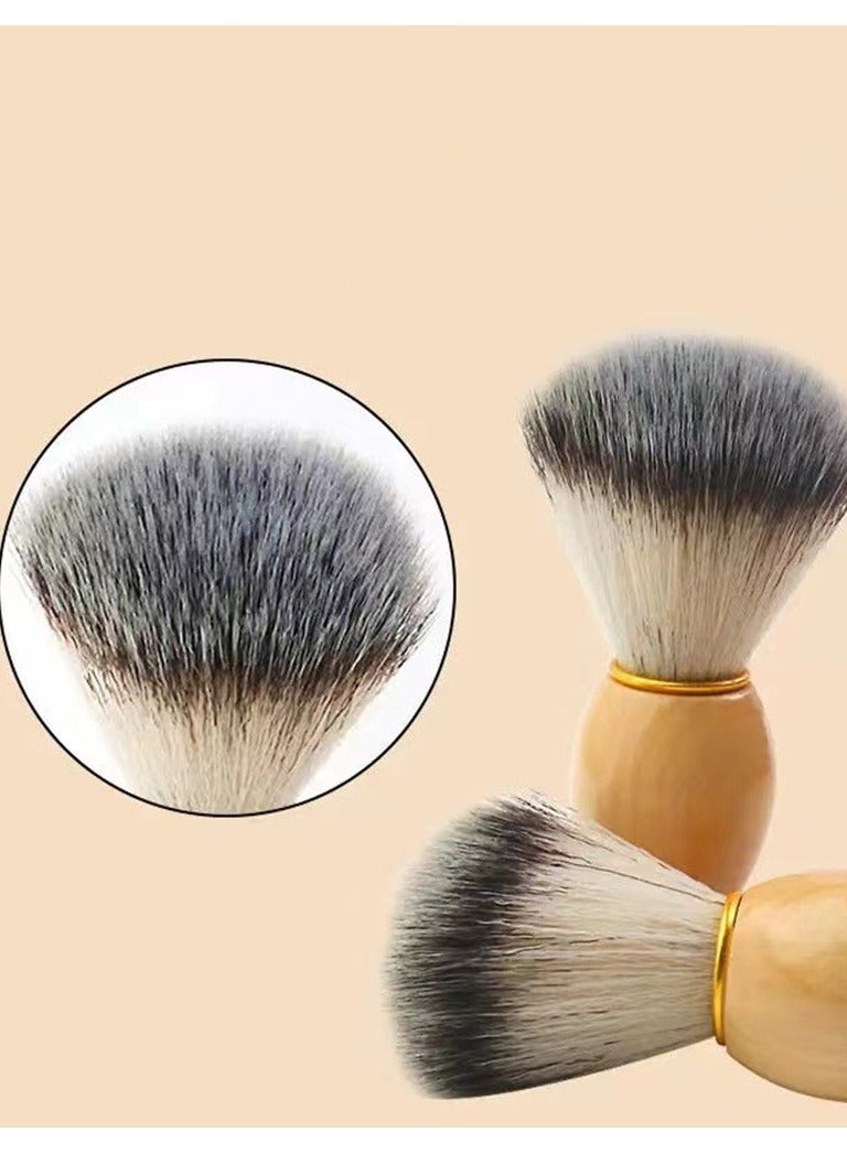 1Pc Soft Bristle Hair Brush Cleaning Brush Men's Shaving Foam Brush Wooden Handle Beard Brush Care Brush Hair Styling Tool - Image 1