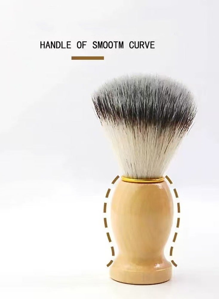 1Pc Soft Bristle Hair Brush Cleaning Brush Men's Shaving Foam Brush Wooden Handle Beard Brush Care Brush Hair Styling Tool - Image 3