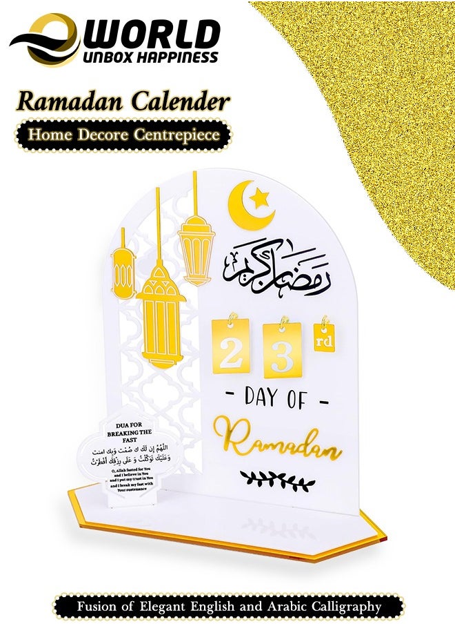 Eworld Ramadan Wooden Advent Calendar, Elegant Countdown Decoration with Acrylic Craft Ornaments for Home, Eid Celebrations, and Kids' Gifts, Featuring a 30-Day Countdown  - Image 1