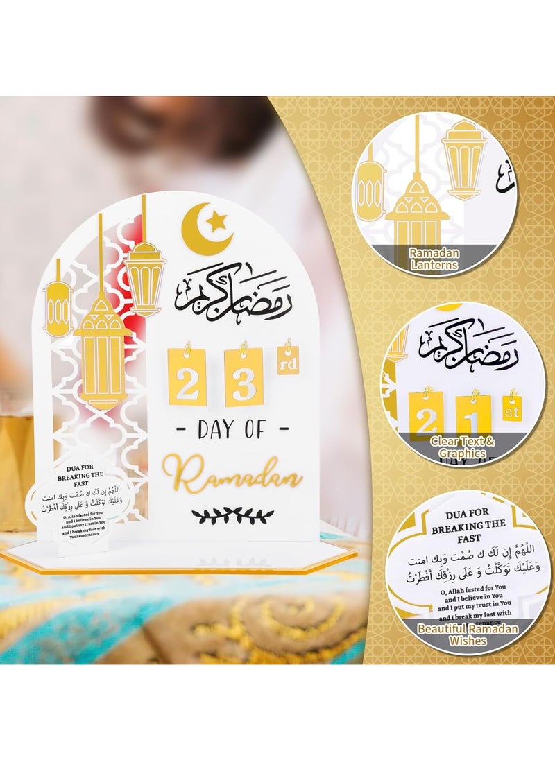 Eworld Ramadan Wooden Advent Calendar, Elegant Countdown Decoration with Acrylic Craft Ornaments for Home, Eid Celebrations, and Kids' Gifts, Featuring a 30-Day Countdown  - Image 3