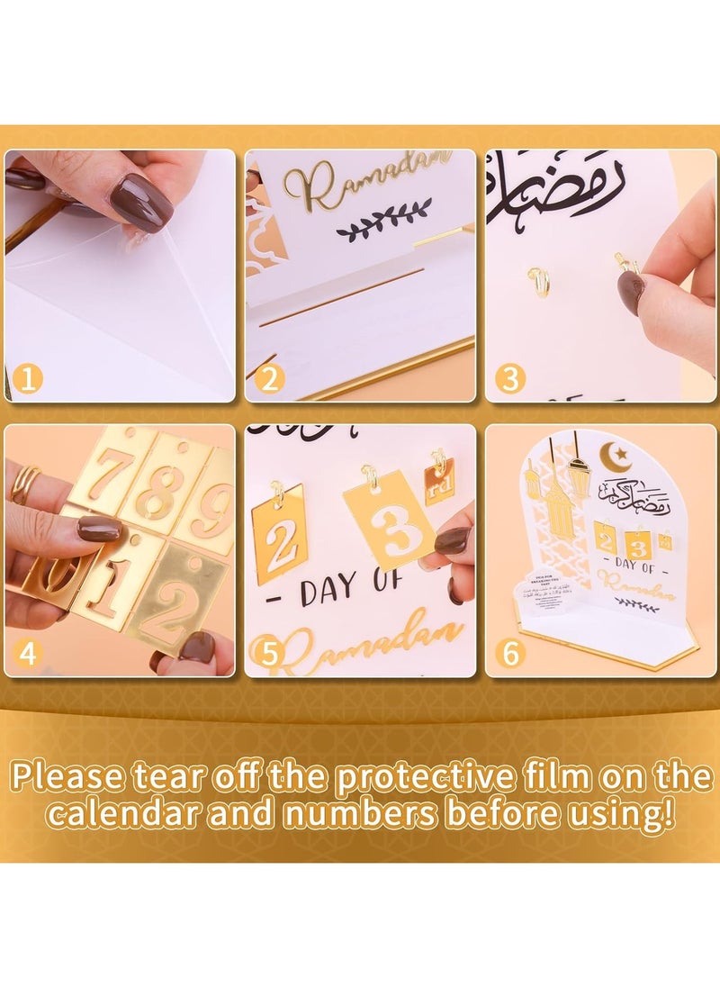 Eworld Ramadan Wooden Advent Calendar, Elegant Countdown Decoration with Acrylic Craft Ornaments for Home, Eid Celebrations, and Kids' Gifts, Featuring a 30-Day Countdown  - Image 5