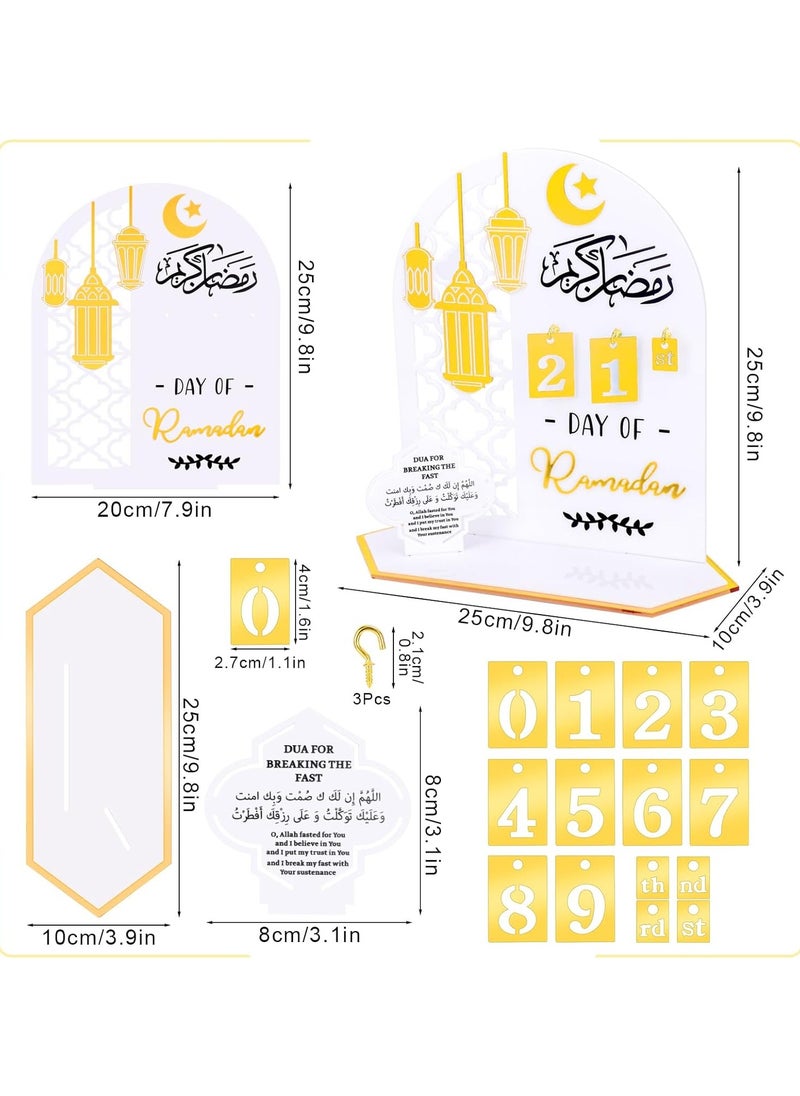 Eworld Ramadan Wooden Advent Calendar, Elegant Countdown Decoration with Acrylic Craft Ornaments for Home, Eid Celebrations, and Kids' Gifts, Featuring a 30-Day Countdown  - Image 2