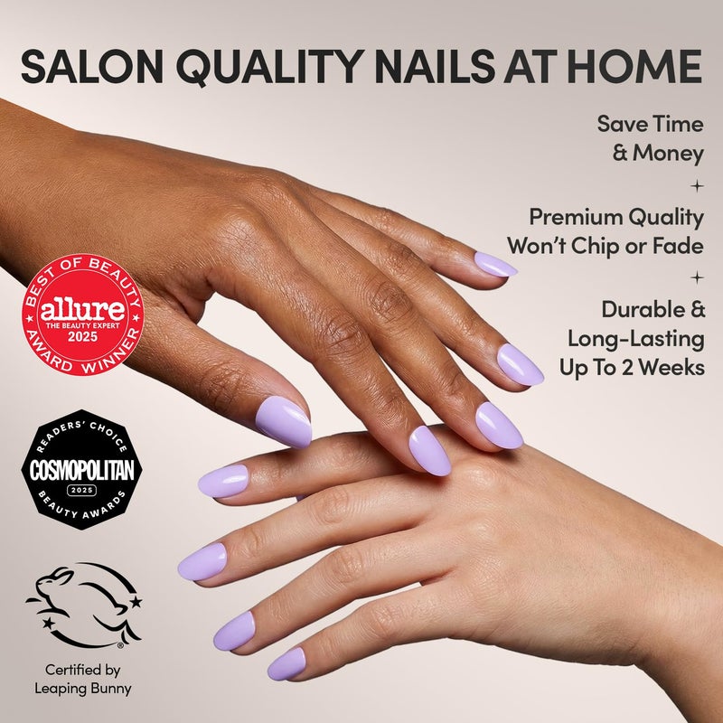Glamnetic Press On Nails - Lilac | Solid Opaque Light Pastel Purple Round Fake Nails, Salon Quality | 12 Sizes - 30 Nail Kit - Image 2