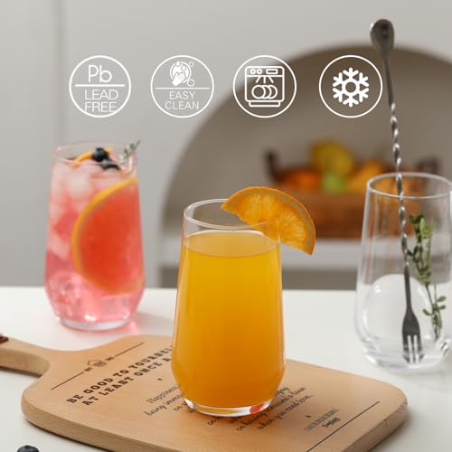 Wlasss Drinking Glasses Set of 6, 16.4 oz Crystal Water Glasses,Tall Glass Cups,Highball Glass for Cocktail,Juice,Mojito,Iced Tea,Kitchen and Bar Glassware,Gifts - Image 4